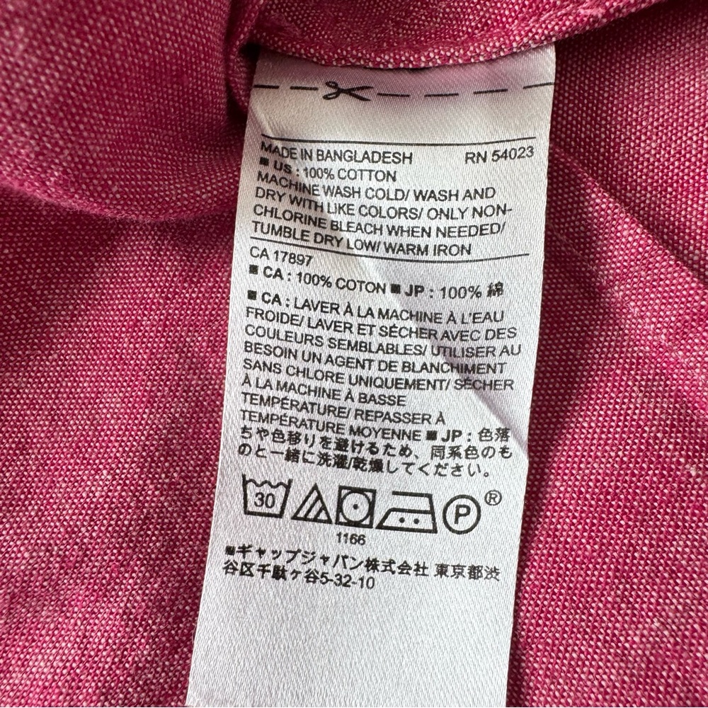 Banana Republic Factory Pink Chambray Button Down Back Off The Shoulder Top Sz S - Picture 9 of 15